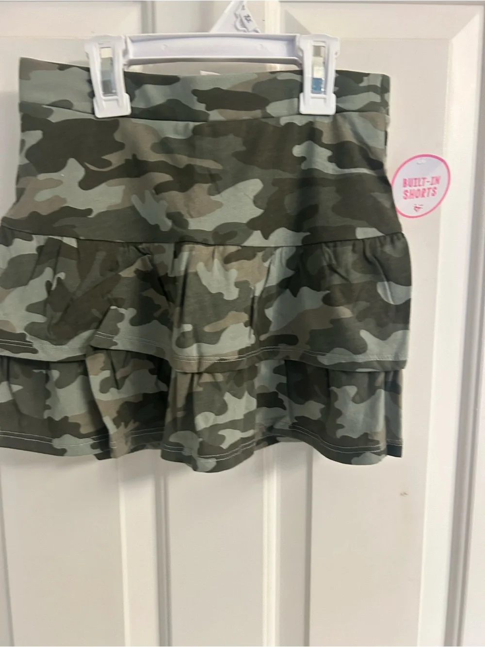 NWT-Girls Justice Girls Camo Tiered Skort in Green and Olive